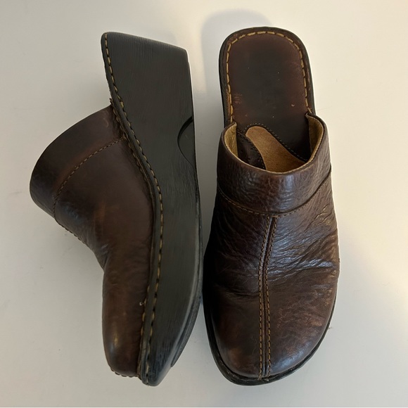 Born brown genuine leather slip on clogs mules S 8 EU 39 cottage core comfy Y2K - Picture 5 of 10